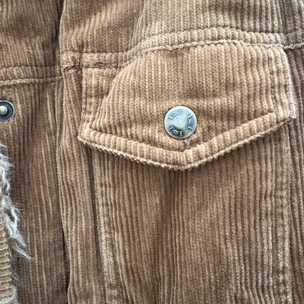 Y2K Lei Brown Corduroy Jacket with Faux Fur Lining - Picture 3 of 8